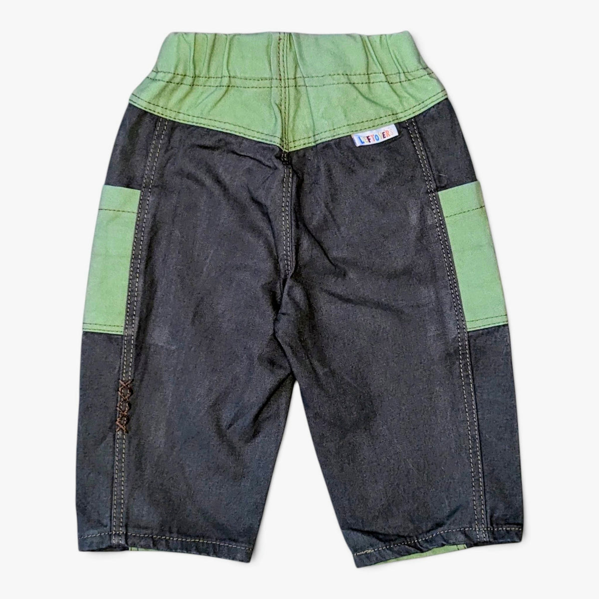 Leftovers Club Cameron Cargo toddler jeans in light and dark green canvas