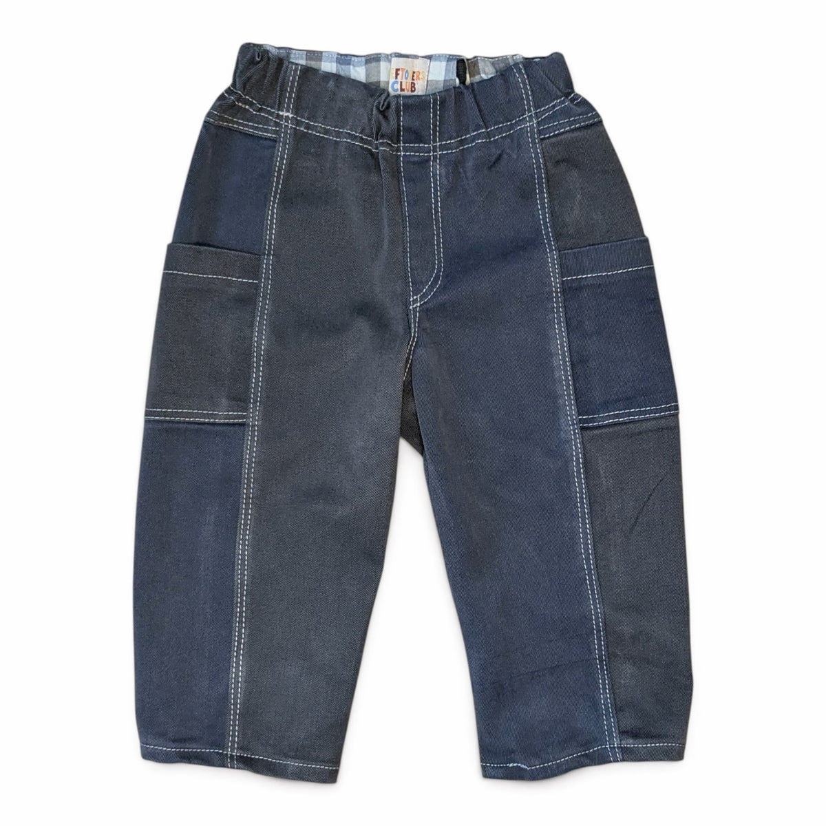 Leftovers Club Cameron Cargo toddler jeans in dark blue and olive green drill