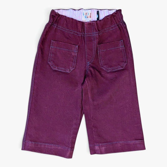 Leftovers Club Sammy Sailor Jeans for toddlers in maroon denim with contrast blue stitching