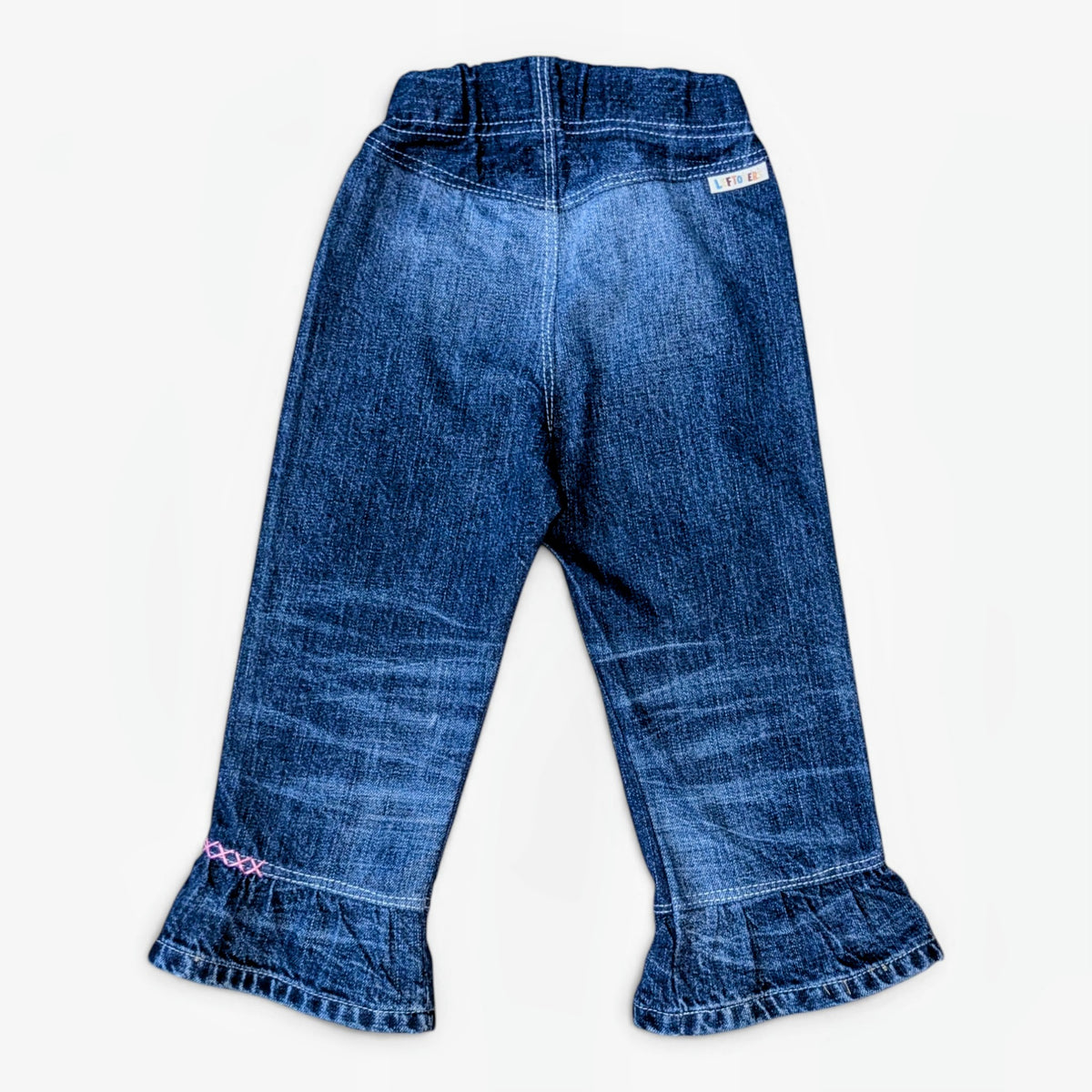 Leftovers Club Frankie Flare toddler jeans in a washed vintage blue denim