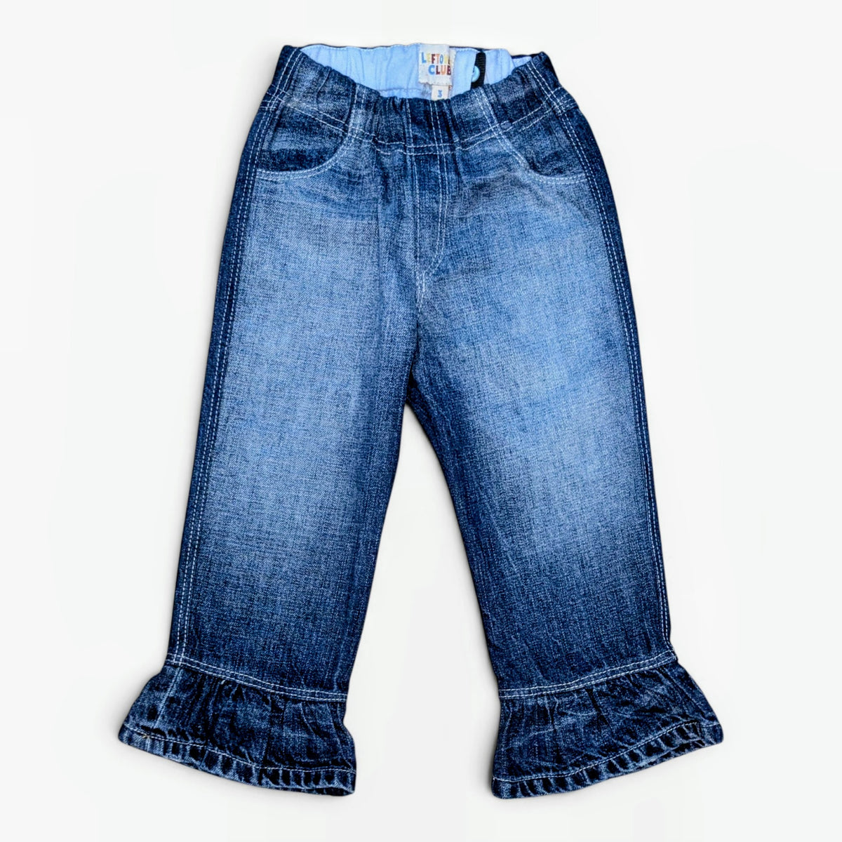 Leftovers Club Frankie Flare toddler jeans in a washed vintage blue denim