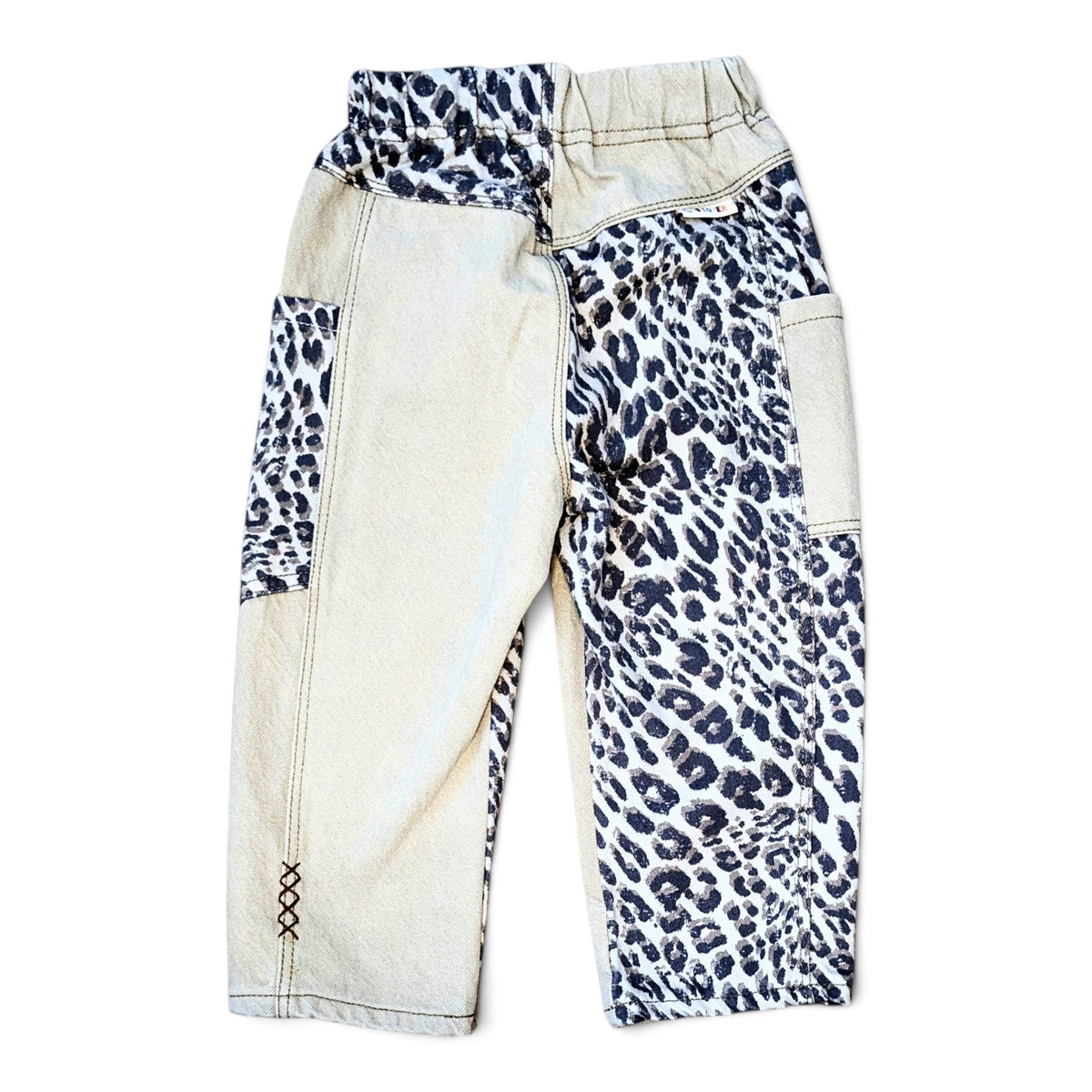 LEFTOVERS CLUB CAMERON CARGOS IN MIXED LEOPARD PRINT AND TAN DRILL