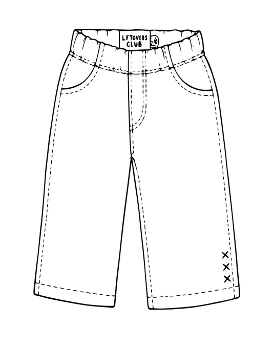 Black and white line art sketch of a pair of Leftovers Club Stevie Straight jeans.